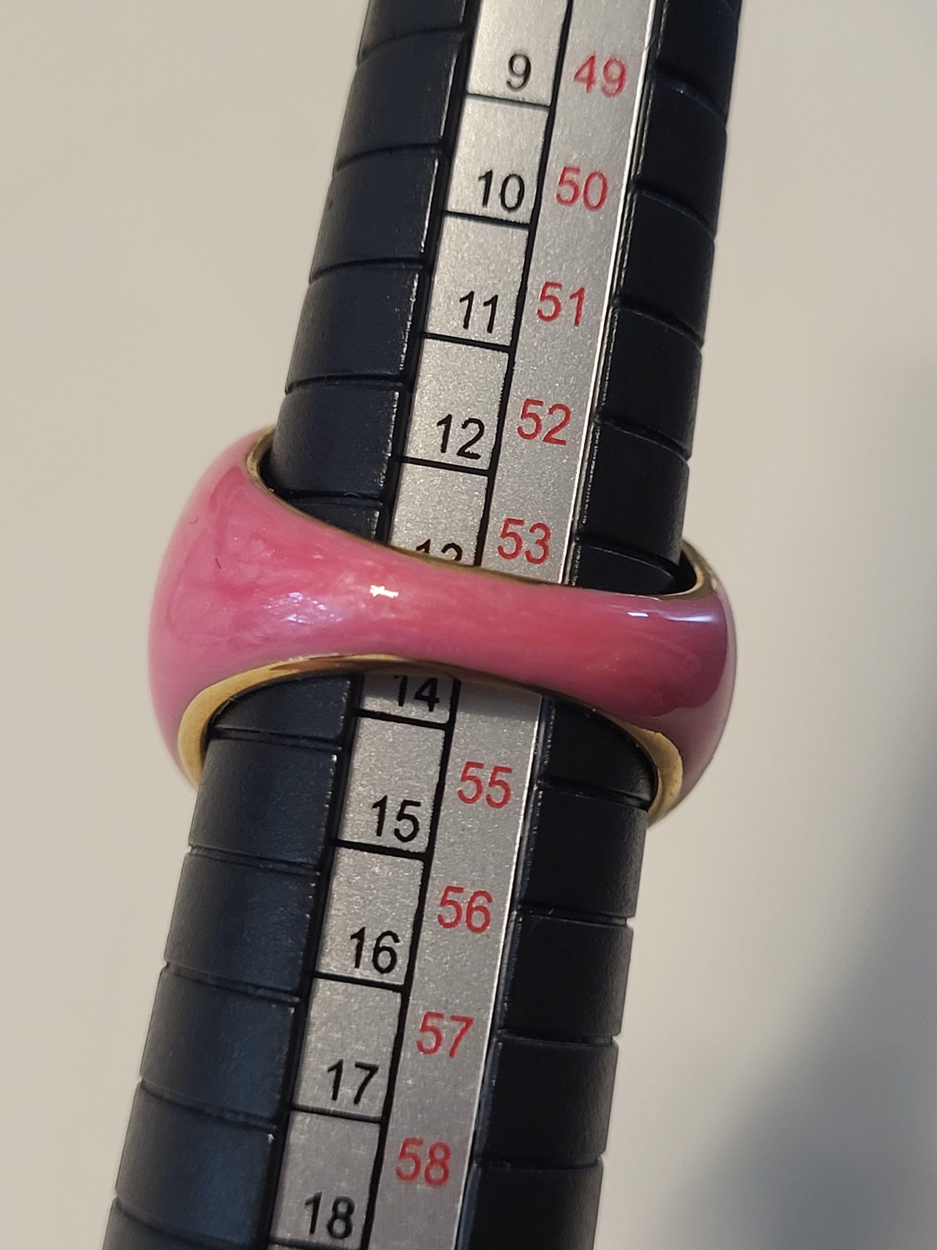 Bague acier inoxydable doré ronde rose taille 54 - 17,2 mm