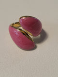 Bague torsadée acier inoxydable doré géométrique rose taille 55 - 17,5 mm