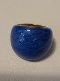 Bague acier inoxydable doré ronde bleu foncé taille 54 - 17,2 mm