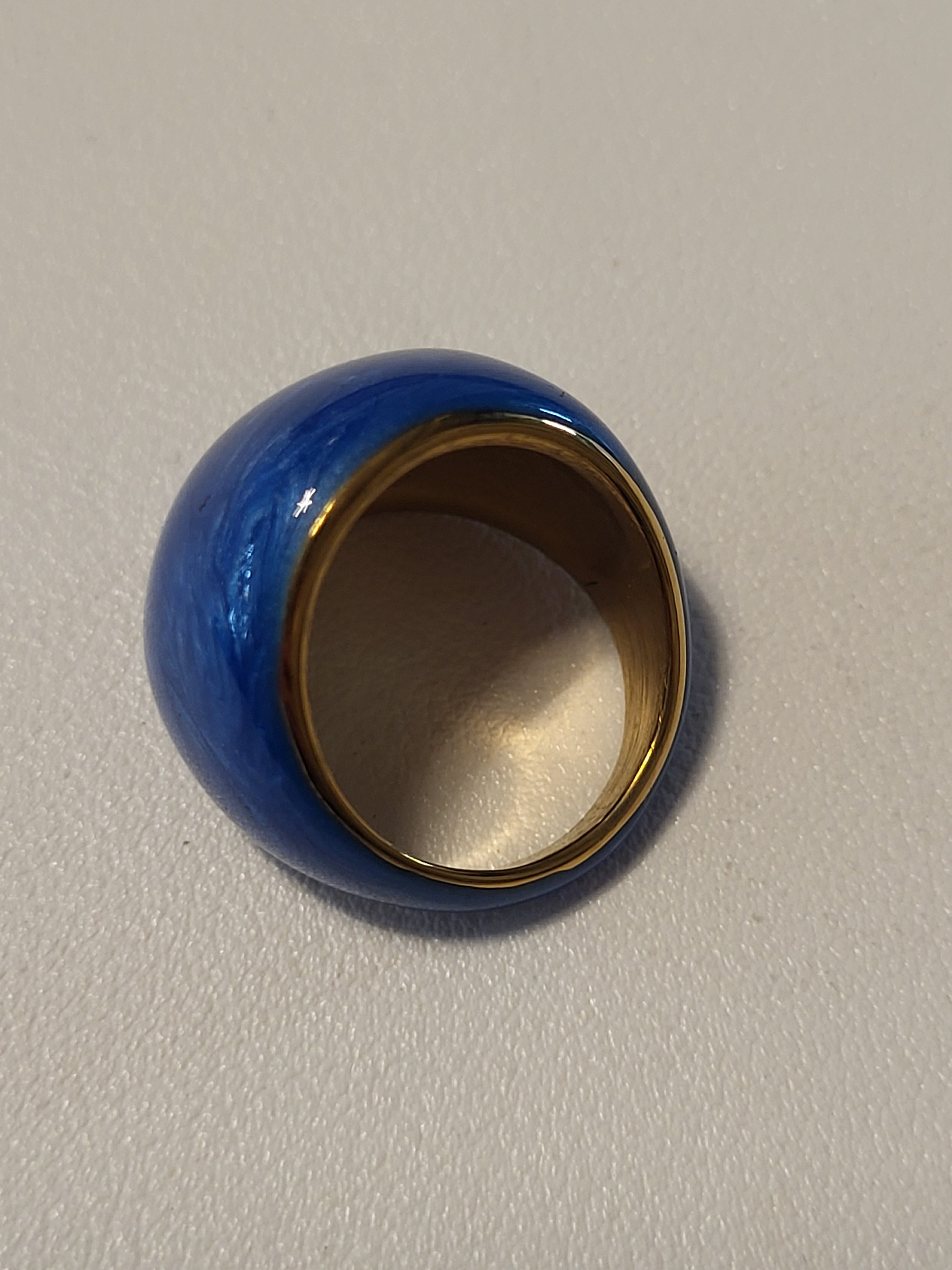 Bague acier inoxydable doré ronde bleu foncé taille 54 - 17,2 mm