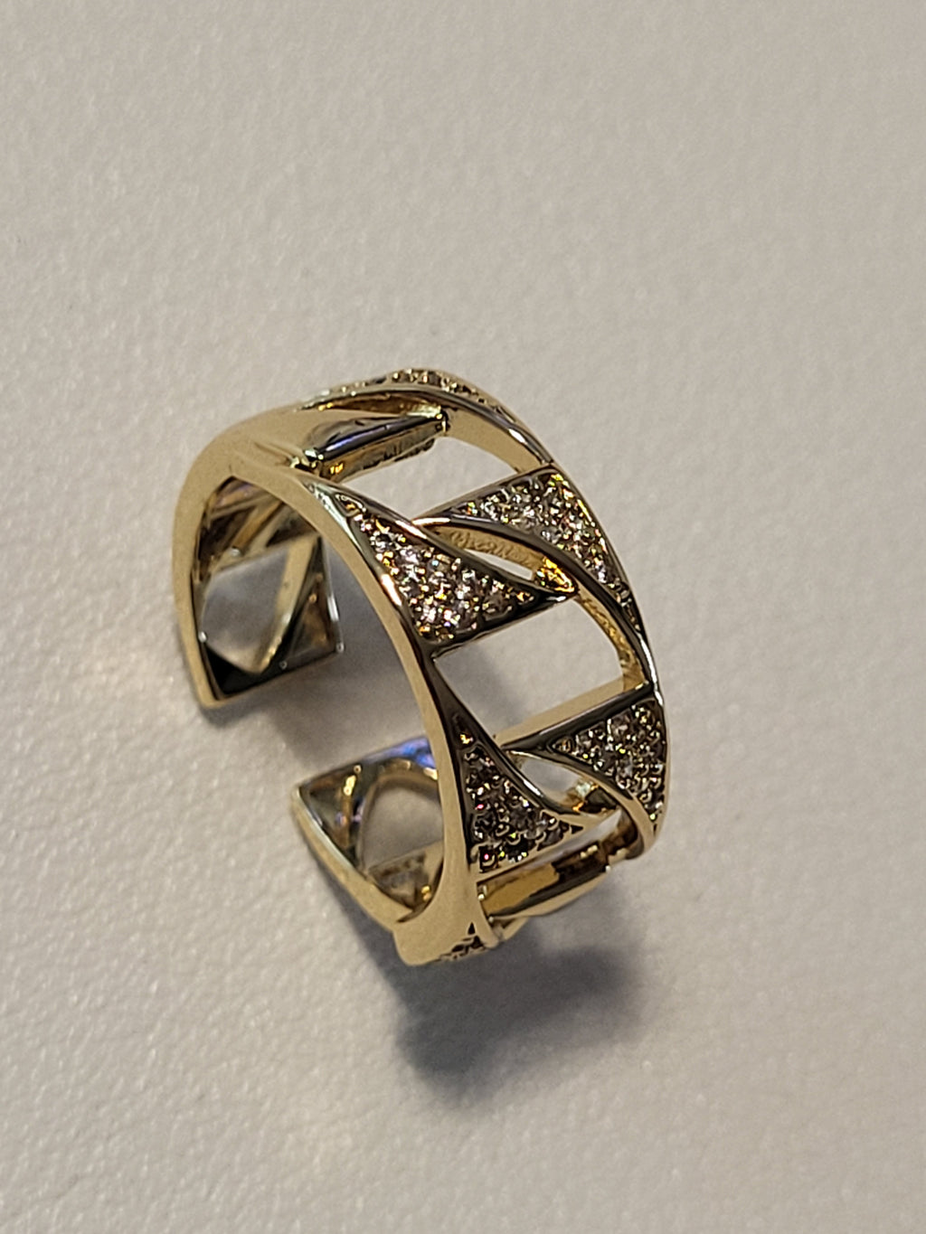 Bague ouverte classique chaîne torsadée zircon acier inoxydable