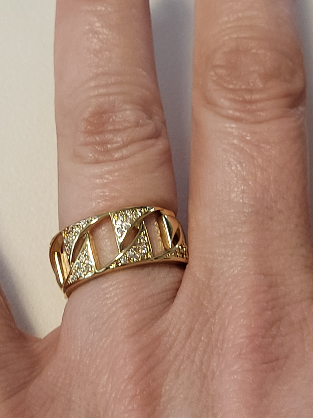 Bague ouverte classique chaîne torsadée zircon acier inoxydable