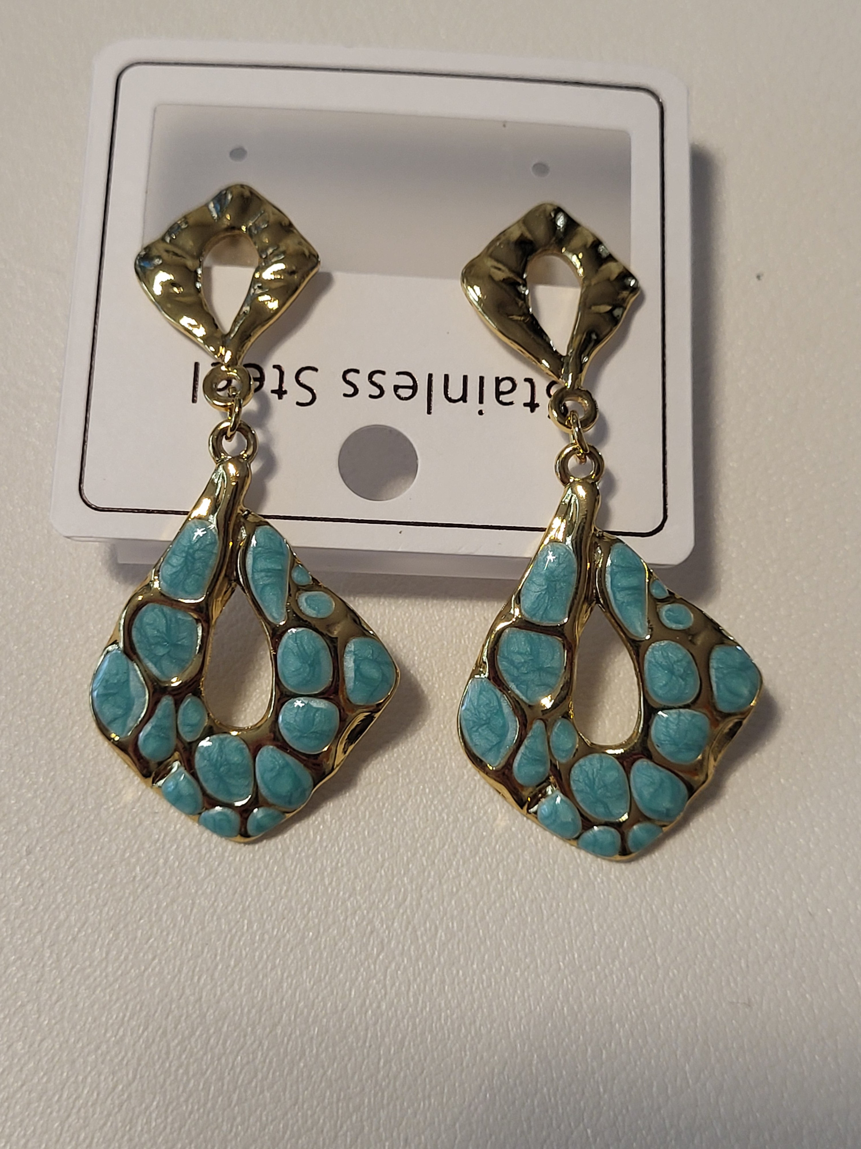 Boucles d'oreilles pendantes losange