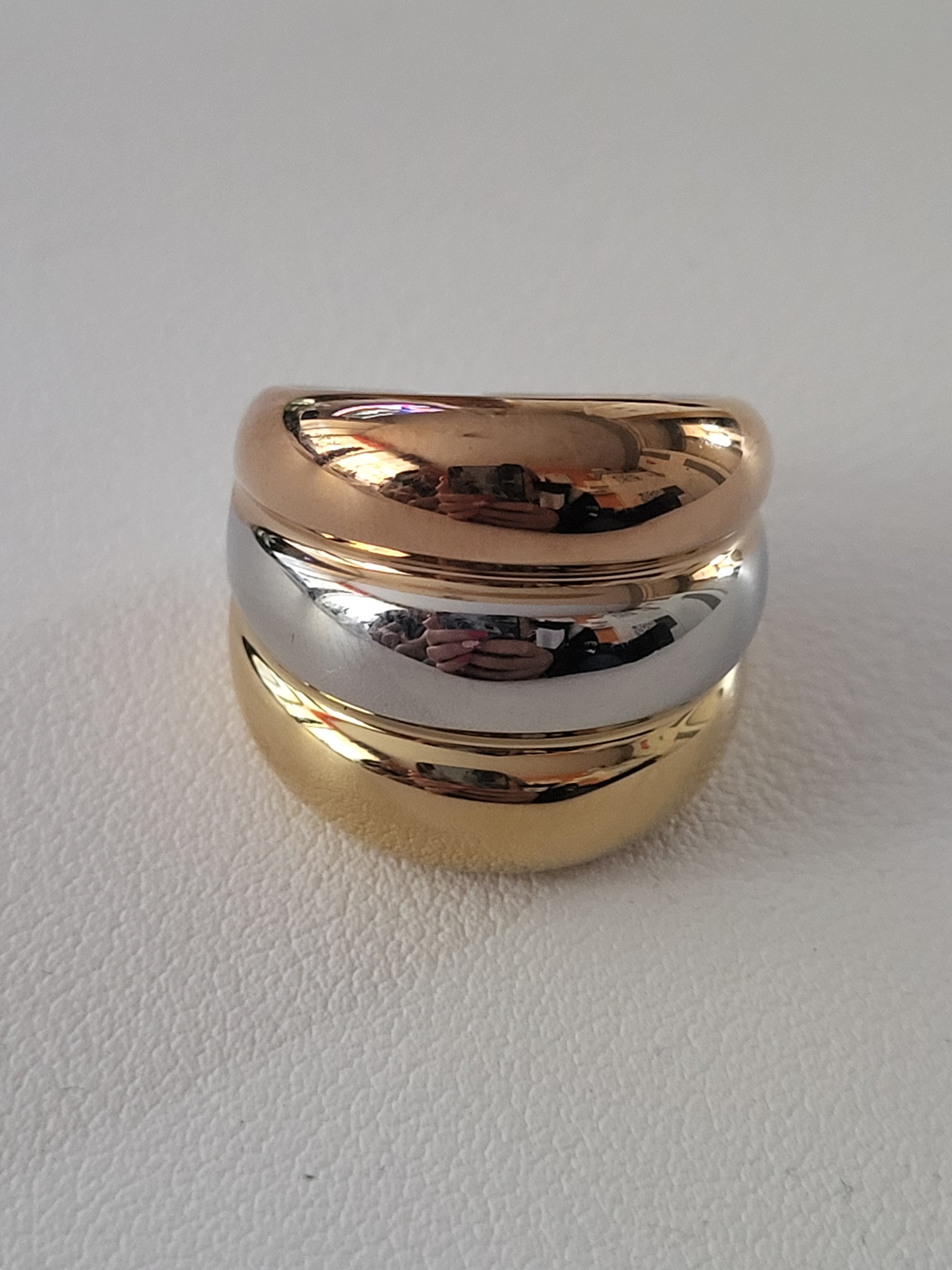 Bague acier inoxydable argenté et doré design irrégulier taille 8