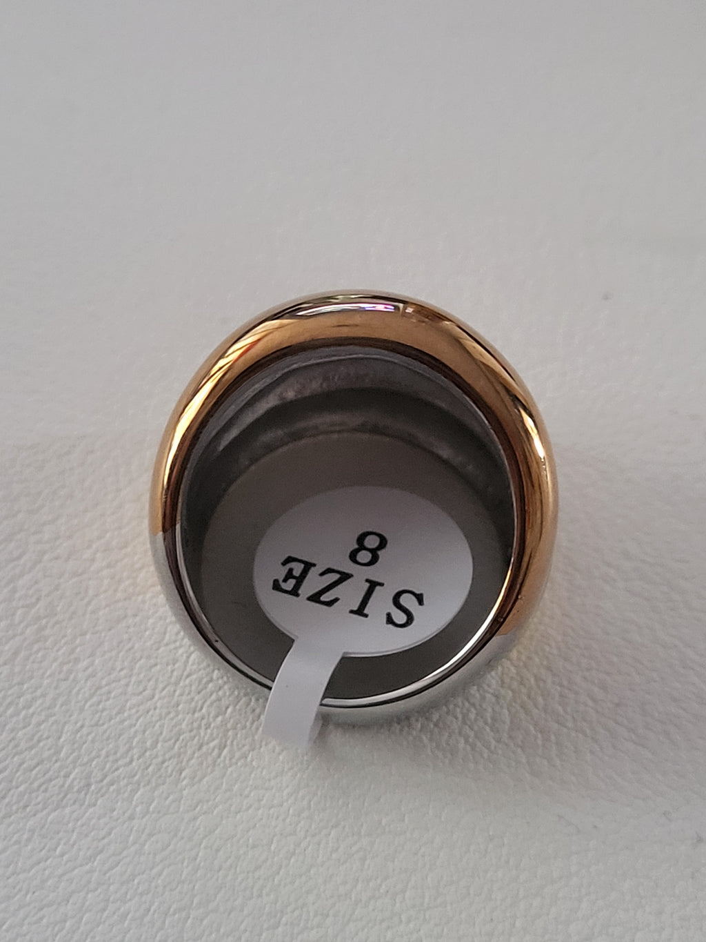Bague acier inoxydable argenté et doré design irrégulier taille 8