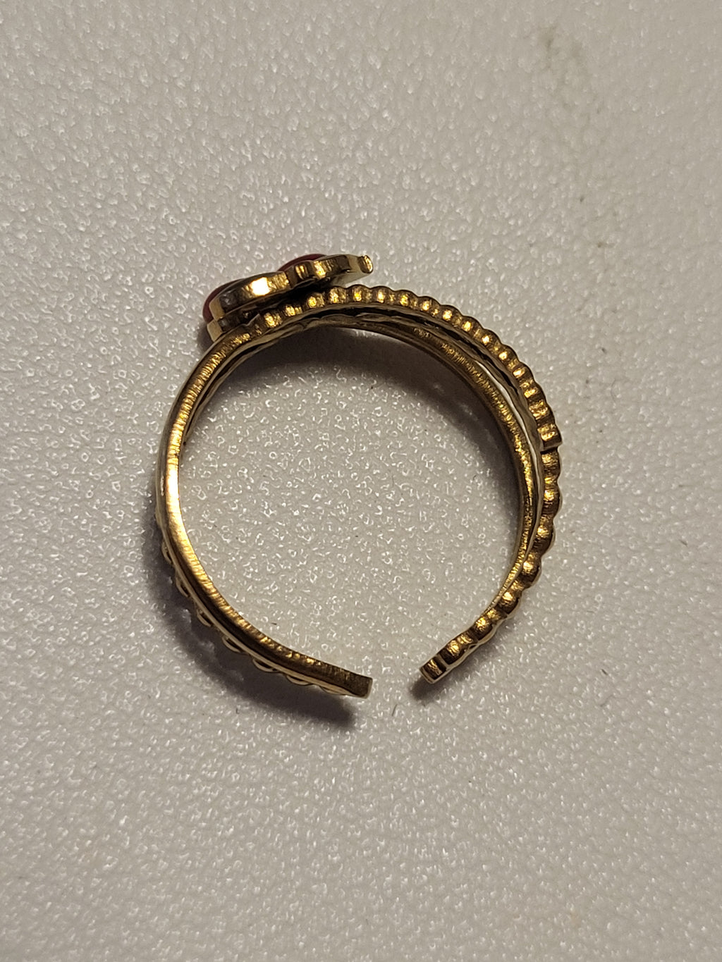 Bague ouverte en forme de cerise dorée acier inoxydable
