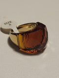 Bague acier inoxydable doré cristal caramel taille 8