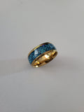 Bague homme acier inoxydable bleue et dorée taille 57