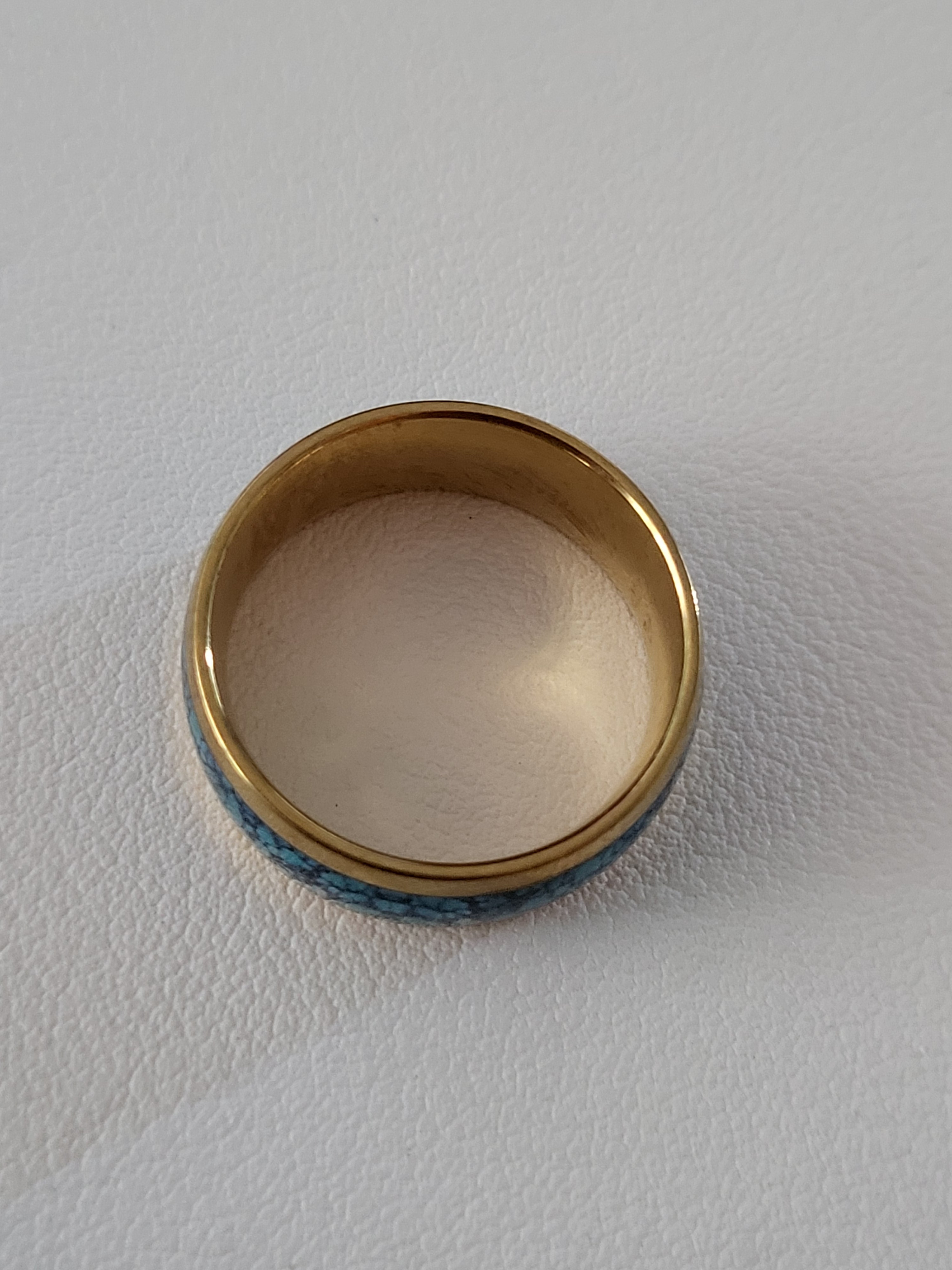 Bague homme acier inoxydable bleue et dorée taille 57