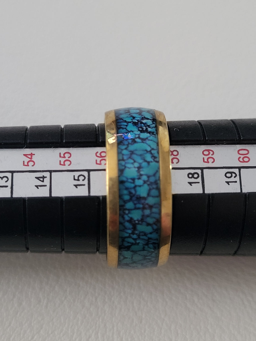 Bague homme acier inoxydable bleue et dorée taille 57