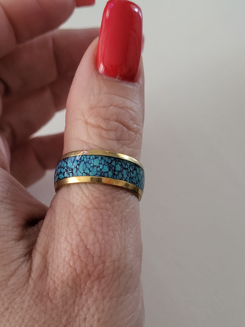 Bague homme acier inoxydable bleue et dorée taille 57