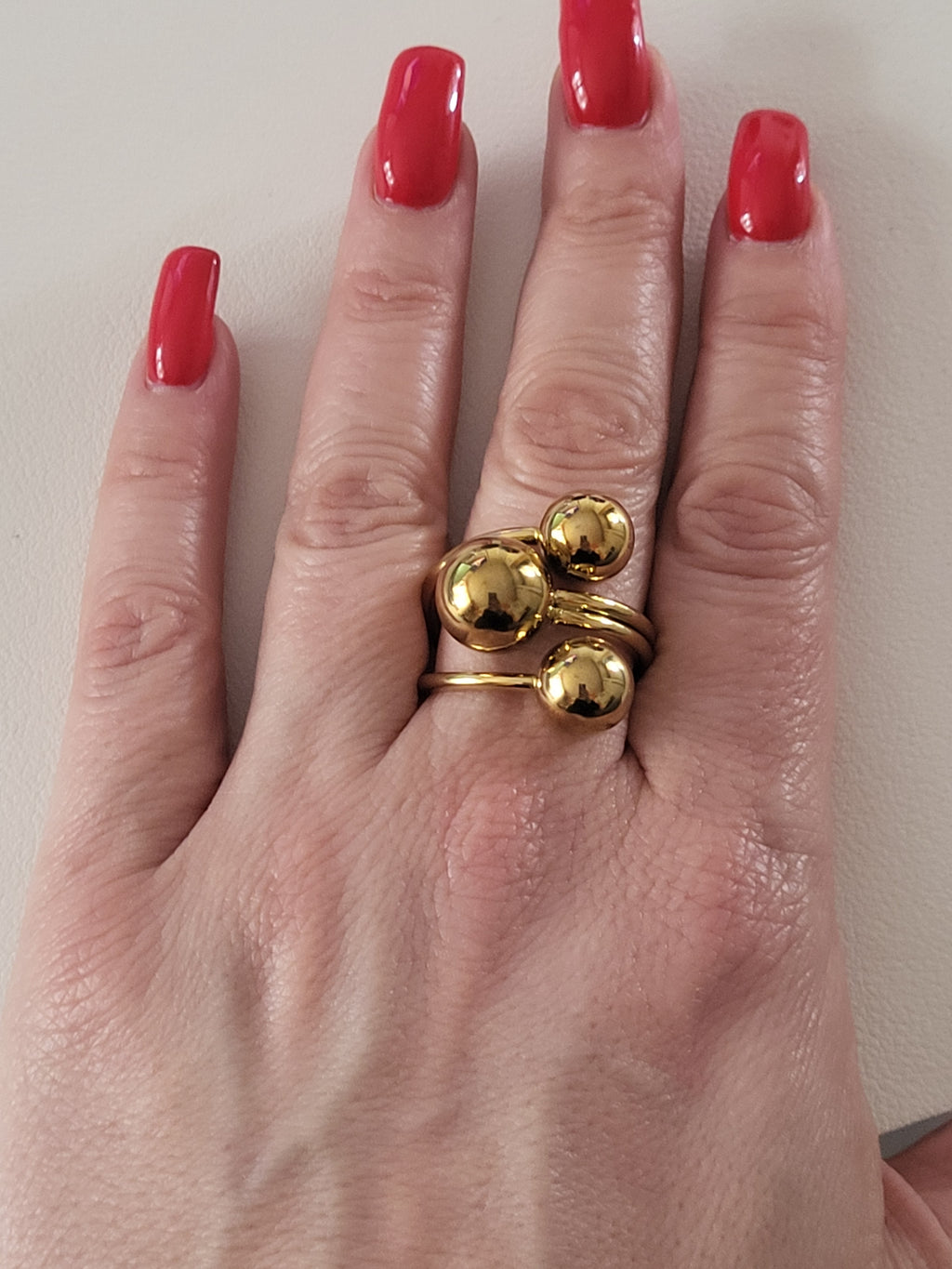 Bague circulaire acier inoxydable dorée taille 56 - 17,8 mm