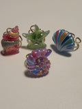 Lot de 4 bagues acryliques motif plage et mer