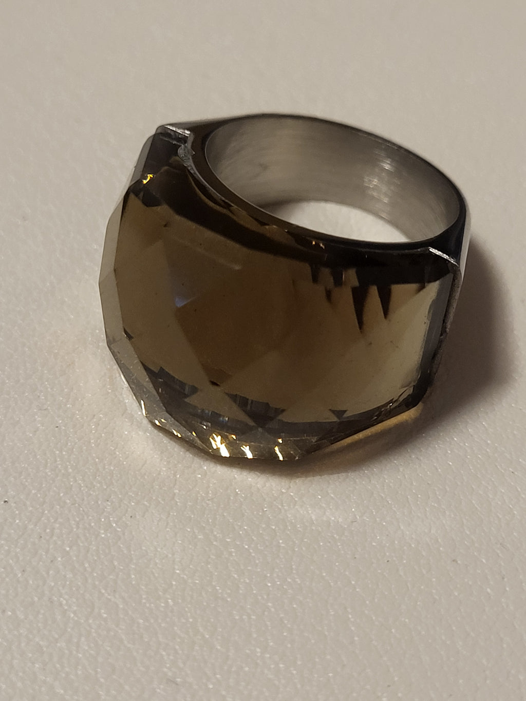 Bague acier inoxydable argenté brun clair taille 8