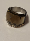Bague acier inoxydable argenté brun clair taille 8