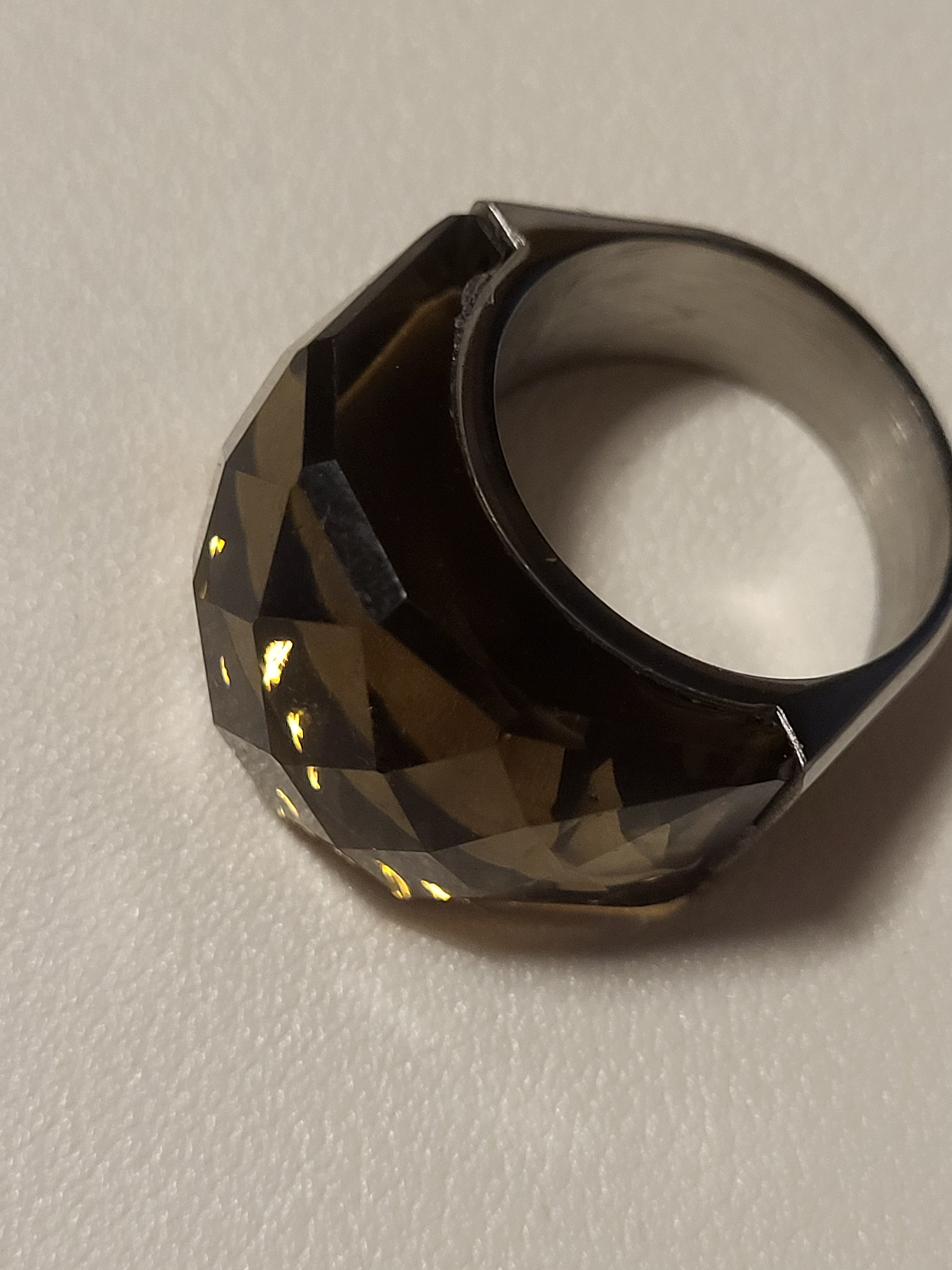 Bague acier inoxydable argenté brun clair taille 8