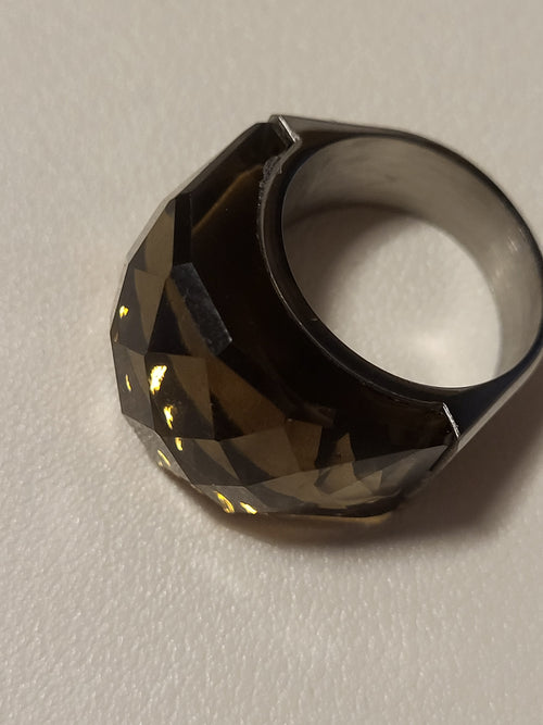 Bague acier inoxydable argenté brun clair taille 8