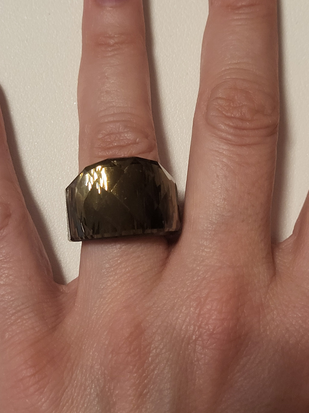 Bague acier inoxydable argenté brun clair taille 8