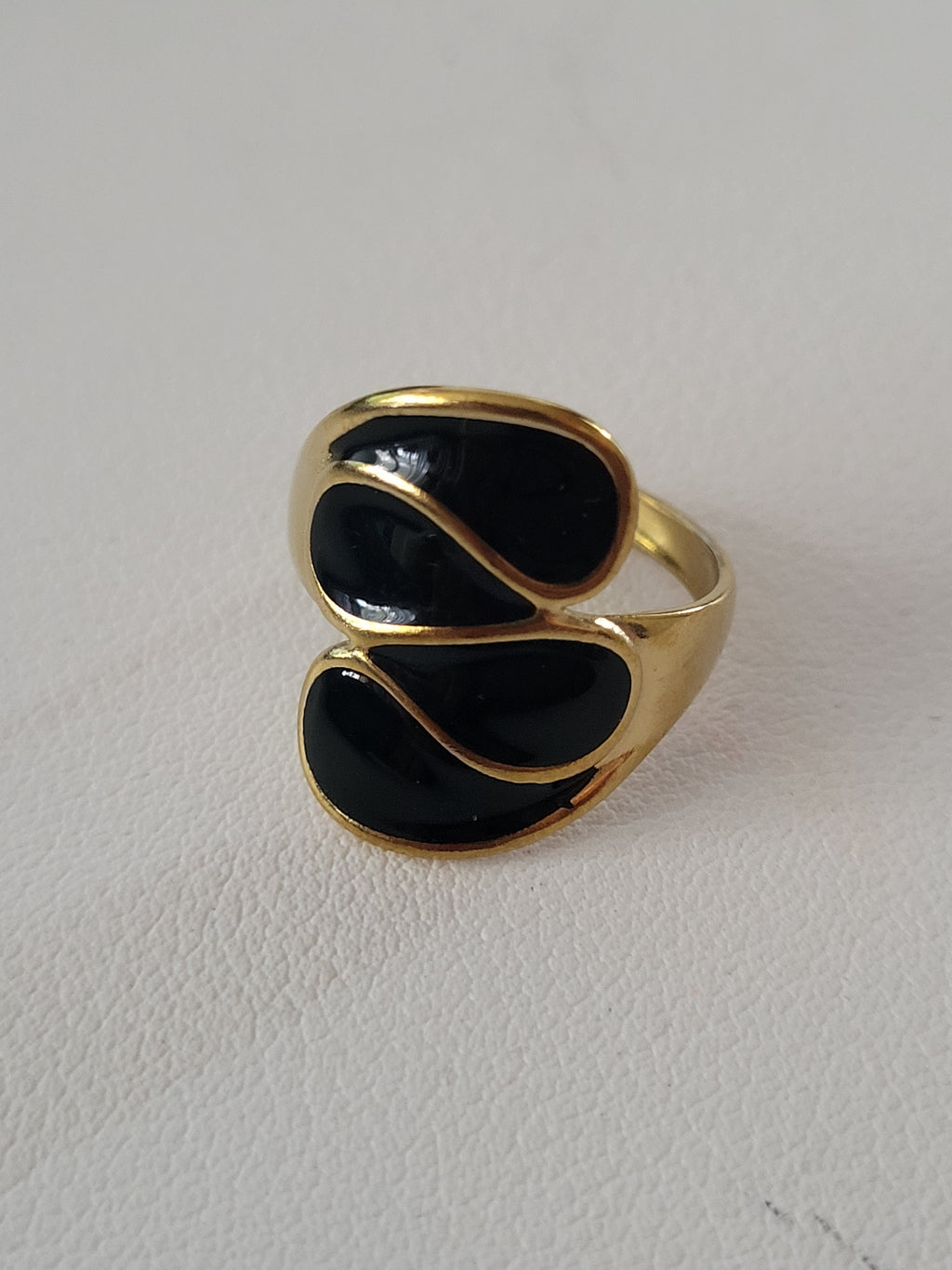 Bague ouverte asymétrique géométrique acier inoxydable doré noir