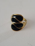 Bague ouverte asymétrique géométrique acier inoxydable doré noir