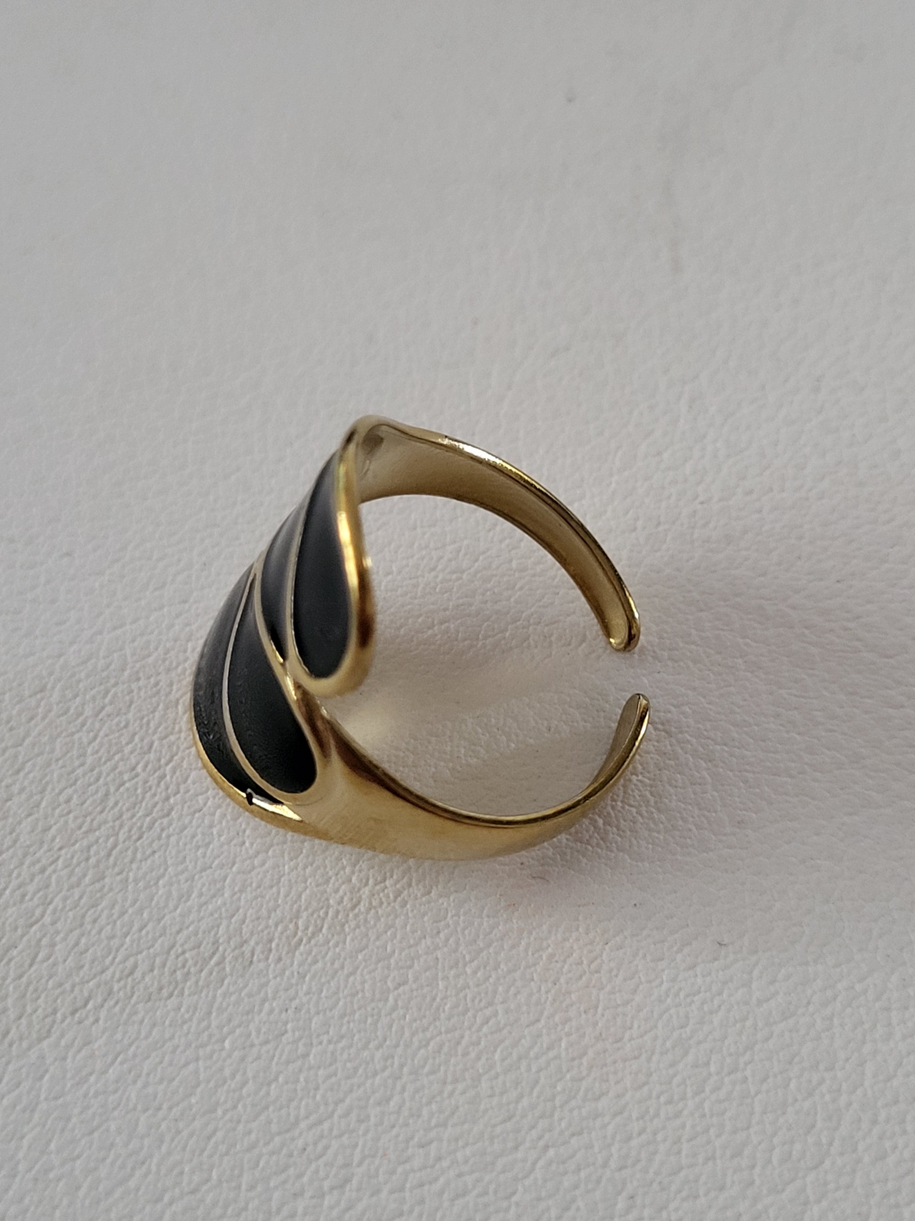 Bague ouverte asymétrique géométrique acier inoxydable doré noir