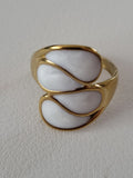 Bague ouverte asymétrique géométrique acier inoxydable doré blanc nacré