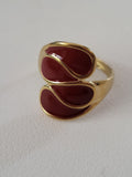 Bague ouverte asymétrique géométrique acier inoxydable doré rouge
