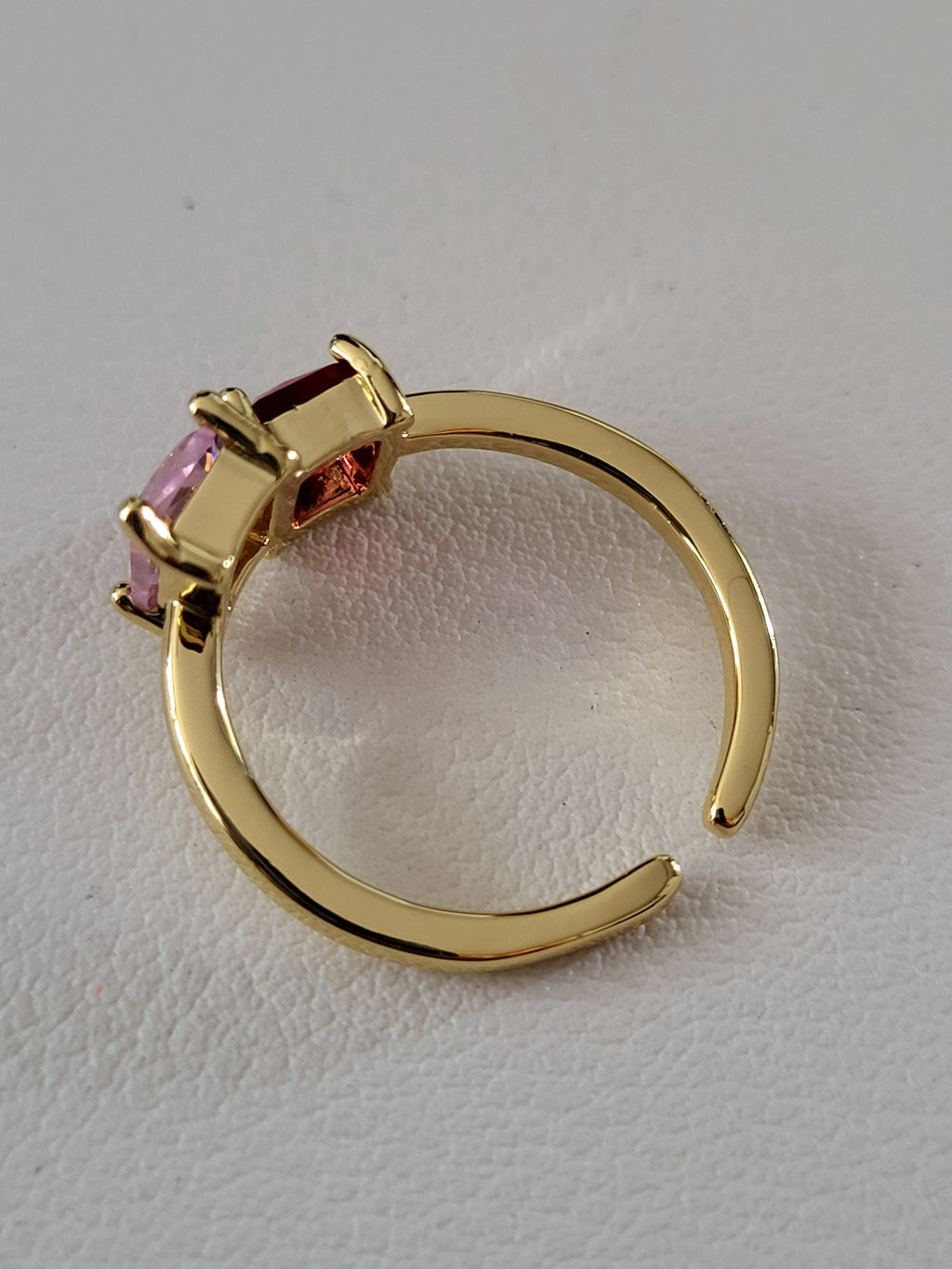 Bague carrée acier inoxydable zircon deux roses