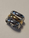 Bague ouverte triple anneaux bicolore