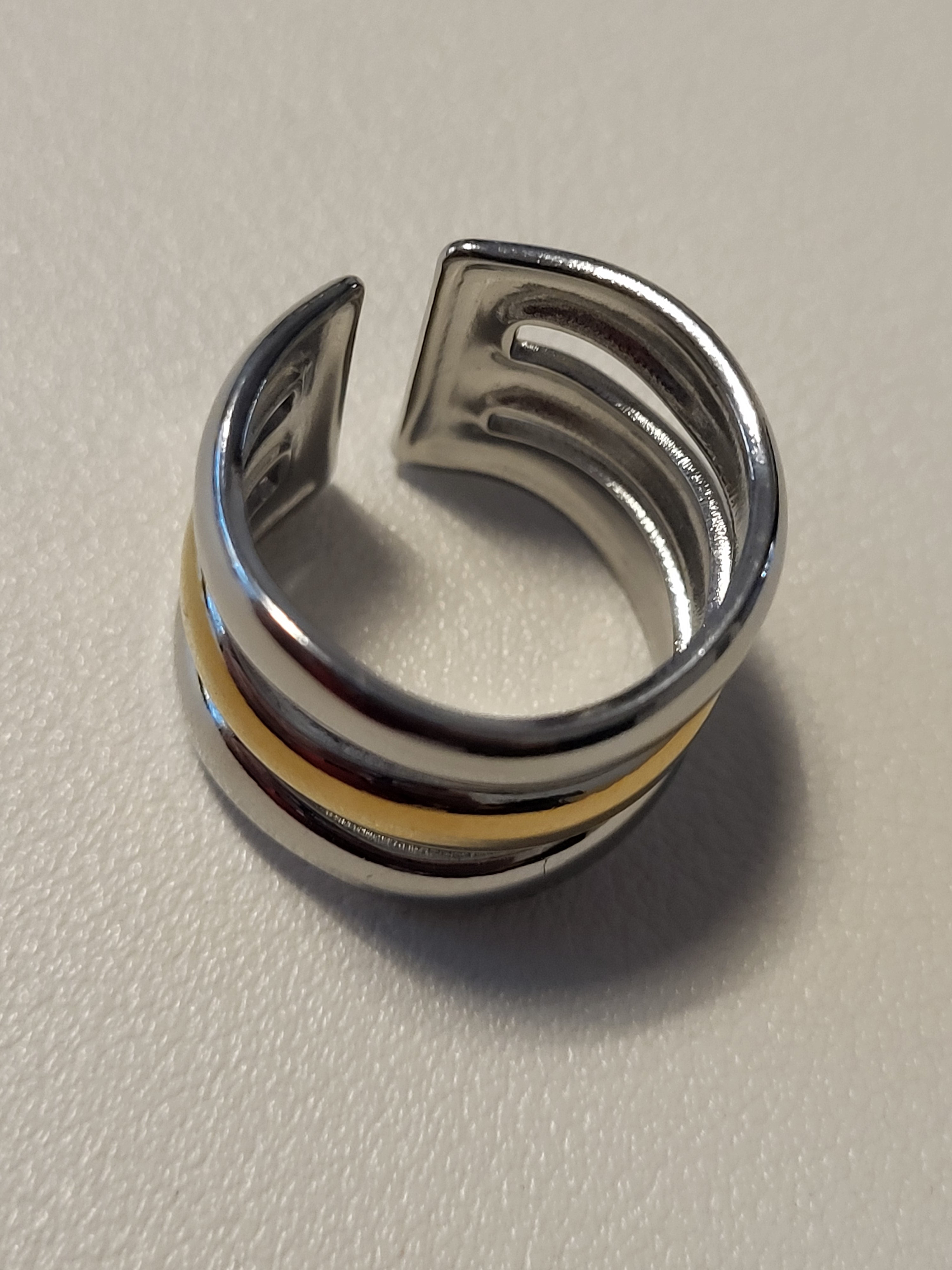 Bague ouverte triple anneaux bicolore