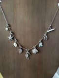 Collier pendentifs marins avec poulpe nacré argenté