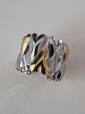 Bague large cœurs superposés doré et argenté