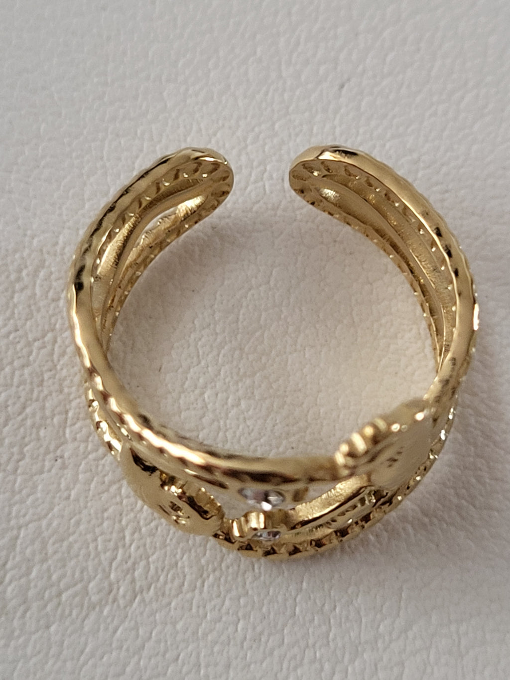 Bague ajustable hippocampe et étoiles marines doré