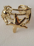 Bague ouverte étoile de mer et animaux marins doré