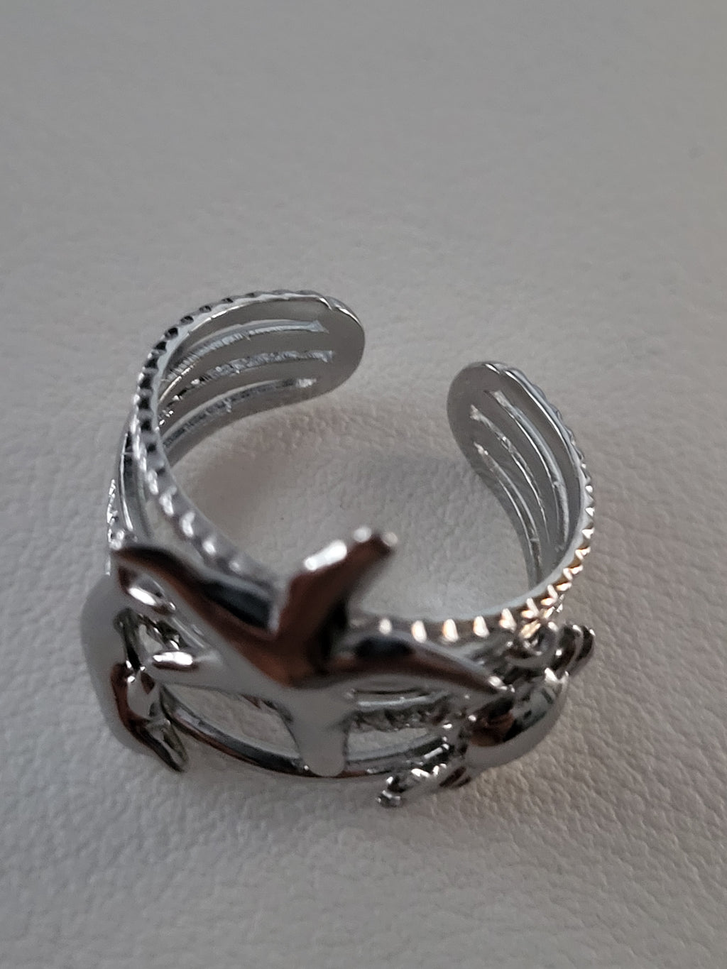 Bague ouverte étoile de mer et animaux marins argenté