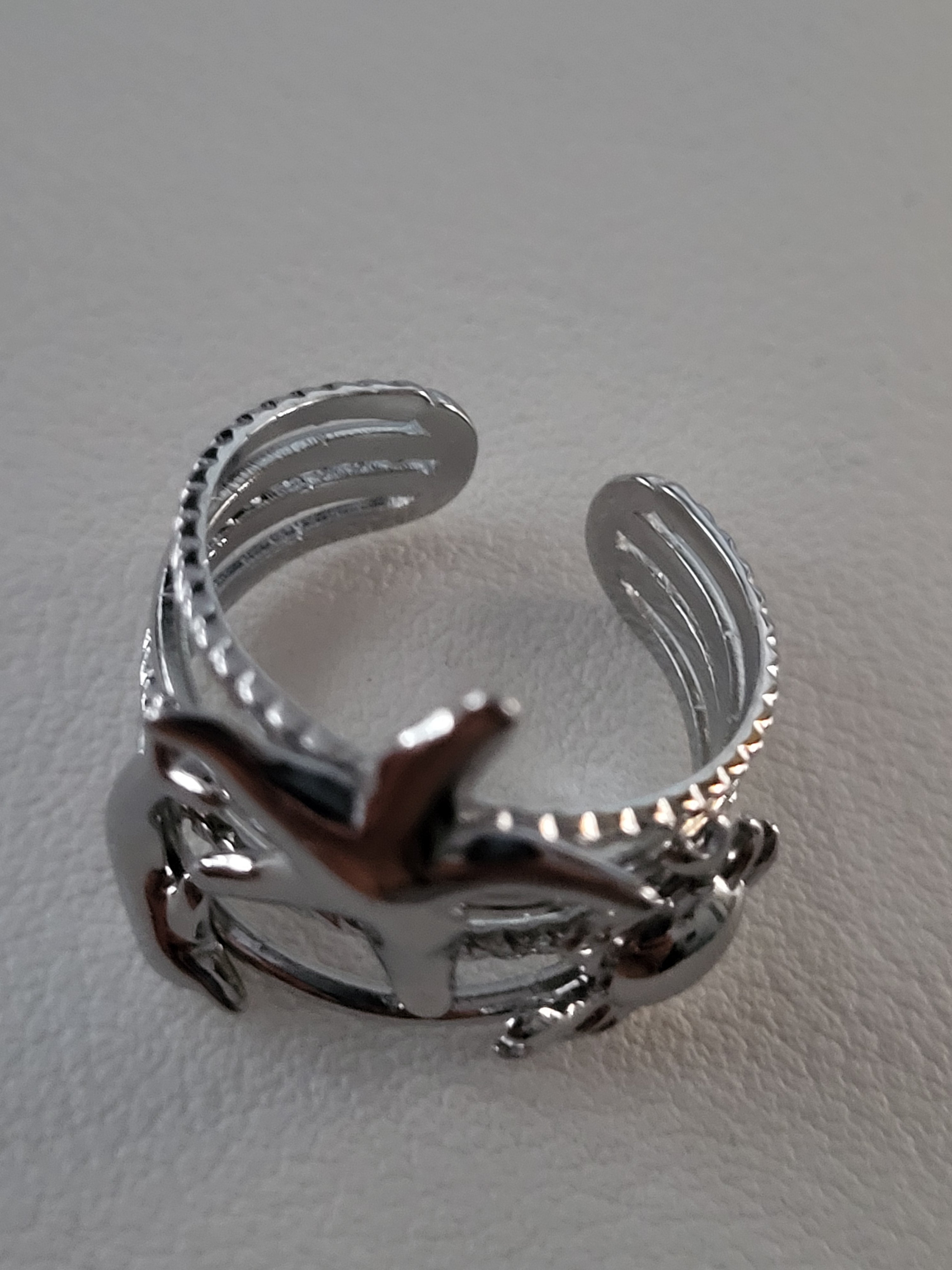 Bague ouverte étoile de mer et animaux marins argenté