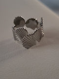 Bague ouverte feuilles Ginkgo entrelacées argenté