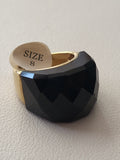 Anello in acciaio inossidabile dorato con cristallo nero, taglia 8