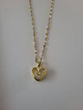 Collier pendentif cœur acier inoxydable doré avec incrustation zircon
