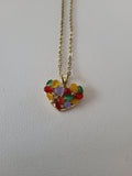 Collier pendentif acier inoxydable motif géométrique cœur multicolore