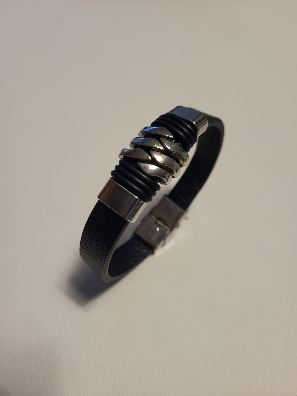 Bracelet Homme acier inoxydable noir et argenté 21 cm