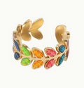 Bague acier inoxydable feuilles multicolores