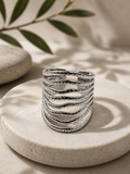 Bague réglable acier inoxydable argenté large
