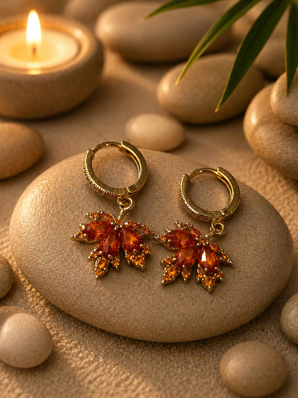 Boucles d'Oreilles Feuille d'Érable Rouge en Acier Inoxydable – Élégantes & Légères