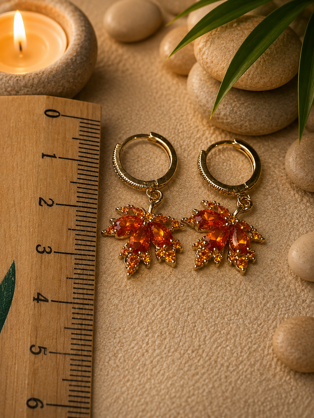 Boucles d'Oreilles Feuille d'Érable Rouge en Acier Inoxydable – Élégantes & Légères