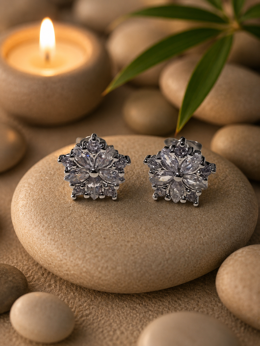 Boucles d'Oreilles Fleurs de Cerisier en Acier Inoxydable Argenté – Élégantes & Féminines