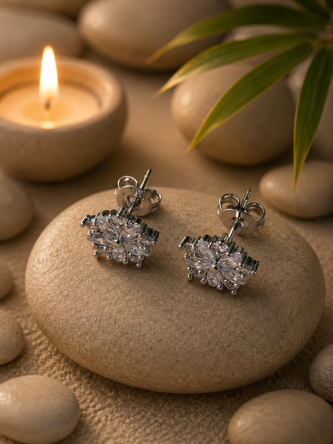 Boucles d'Oreilles Fleurs de Cerisier en Acier Inoxydable Argenté – Élégantes & Féminines