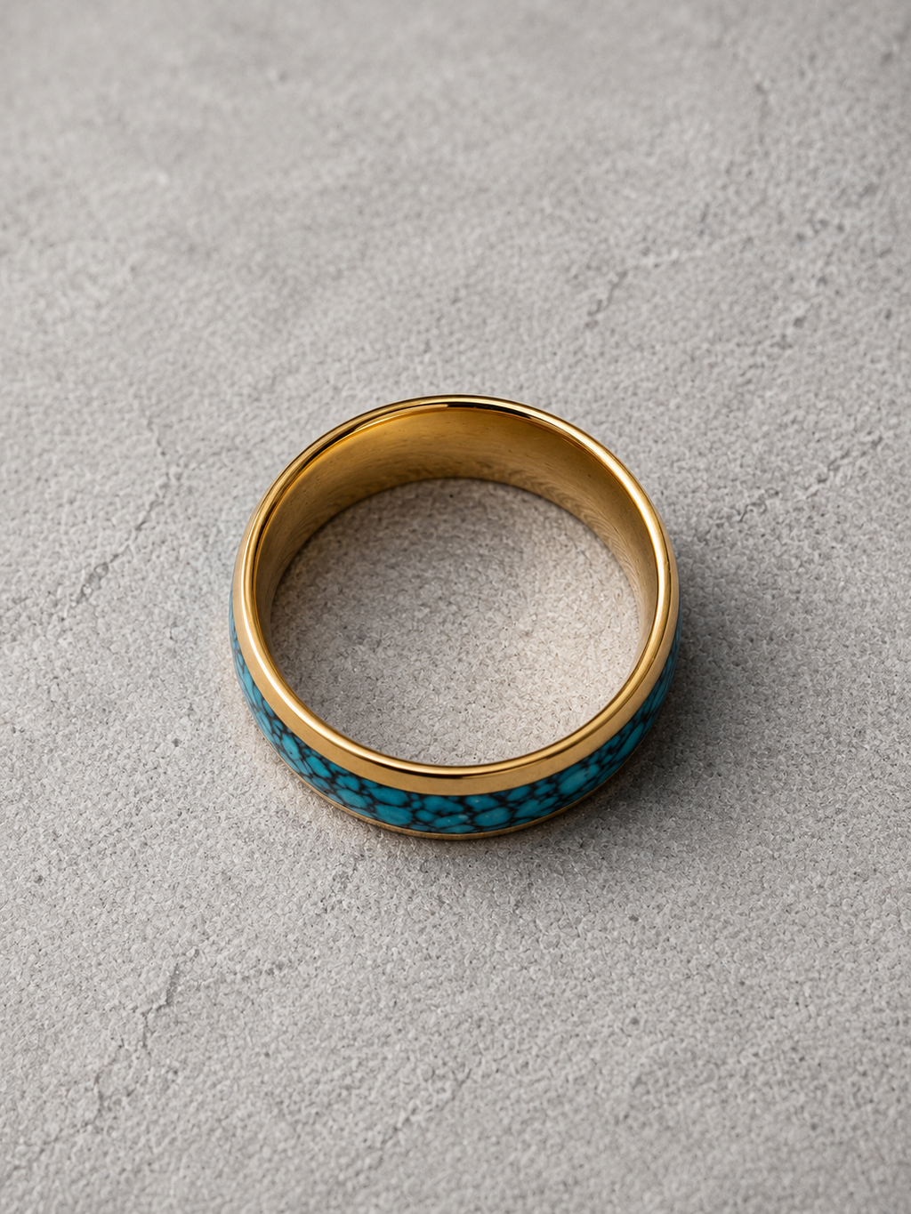 Anello da uomo in acciaio inossidabile blu e oro taglia 57