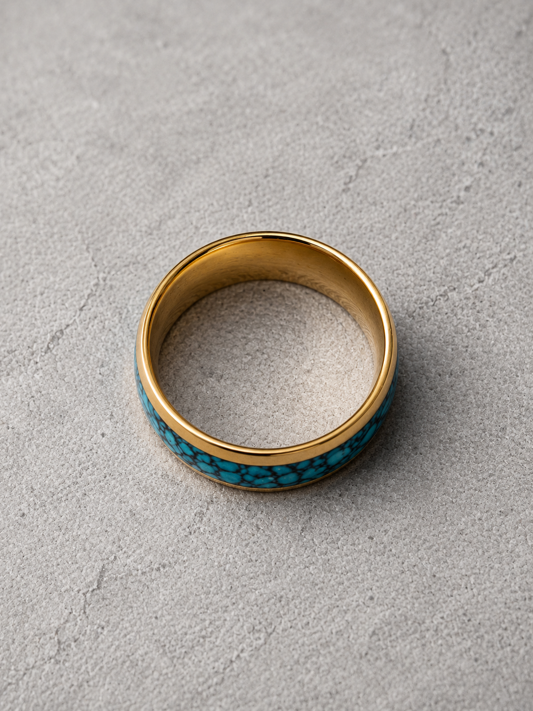 Anello da uomo in acciaio inossidabile blu e oro taglia 57