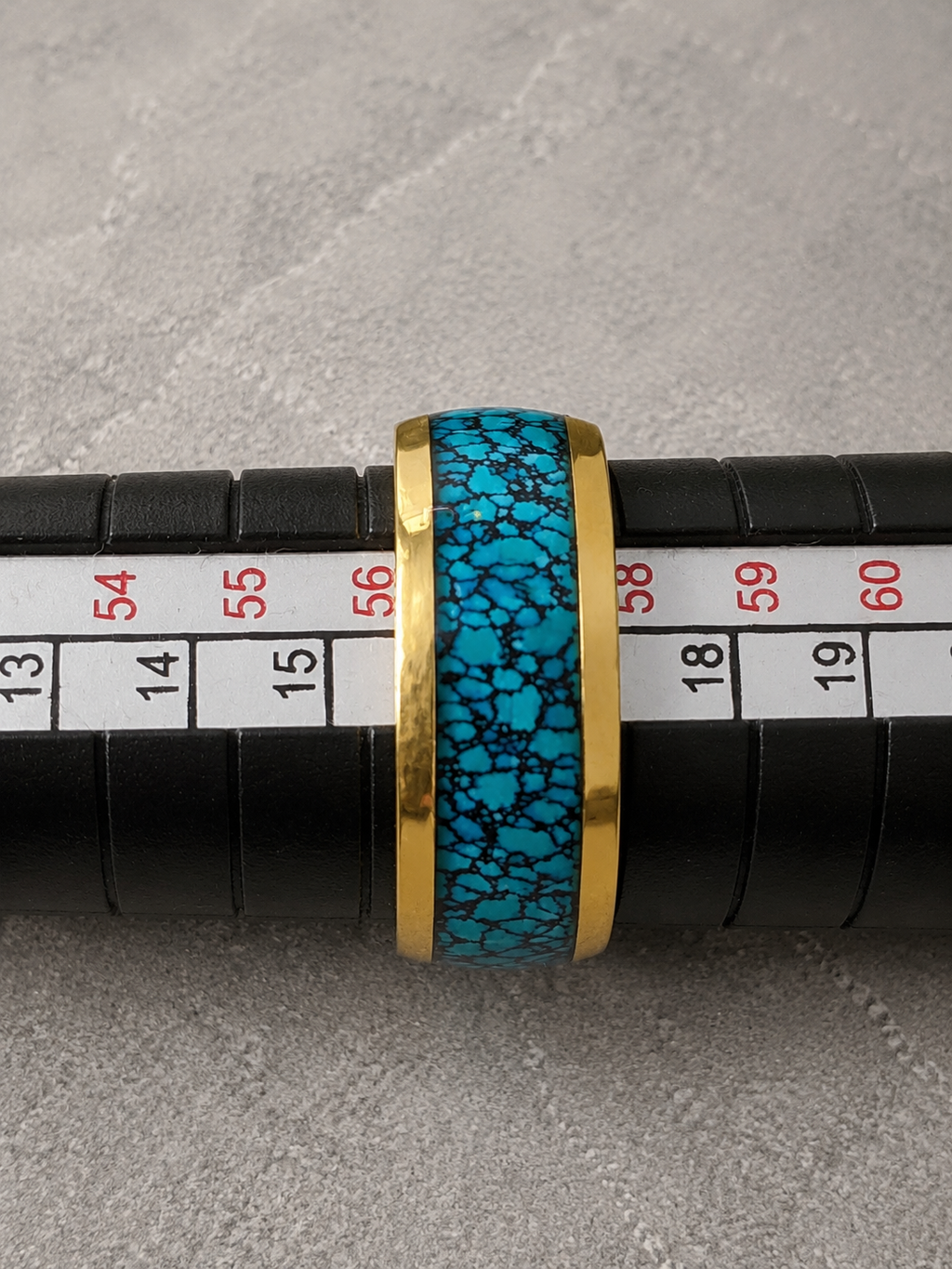 Anello da uomo in acciaio inossidabile blu e oro taglia 57
